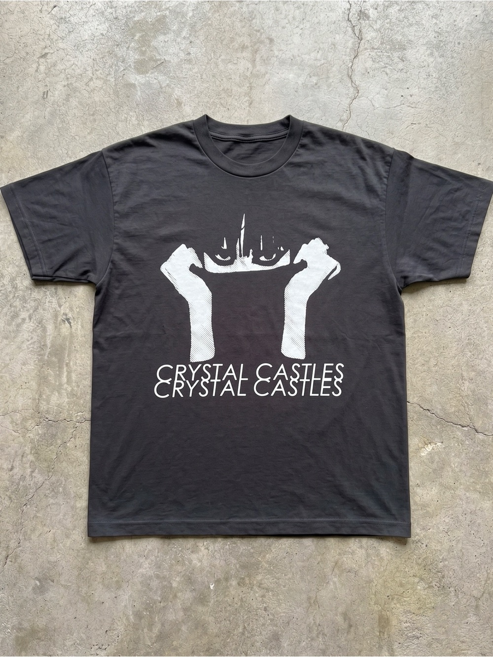 Crystal Castles Mirrored Logo Charcoal black Band T-Shirt